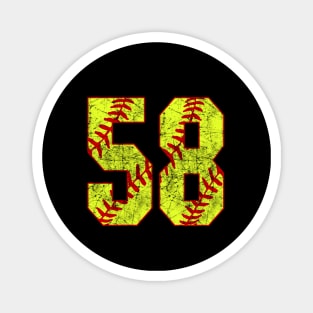 Fastpitch Softball Number 58 #58 Softball Shirt Jersey Uniform Favorite Player Biggest Fan Magnet